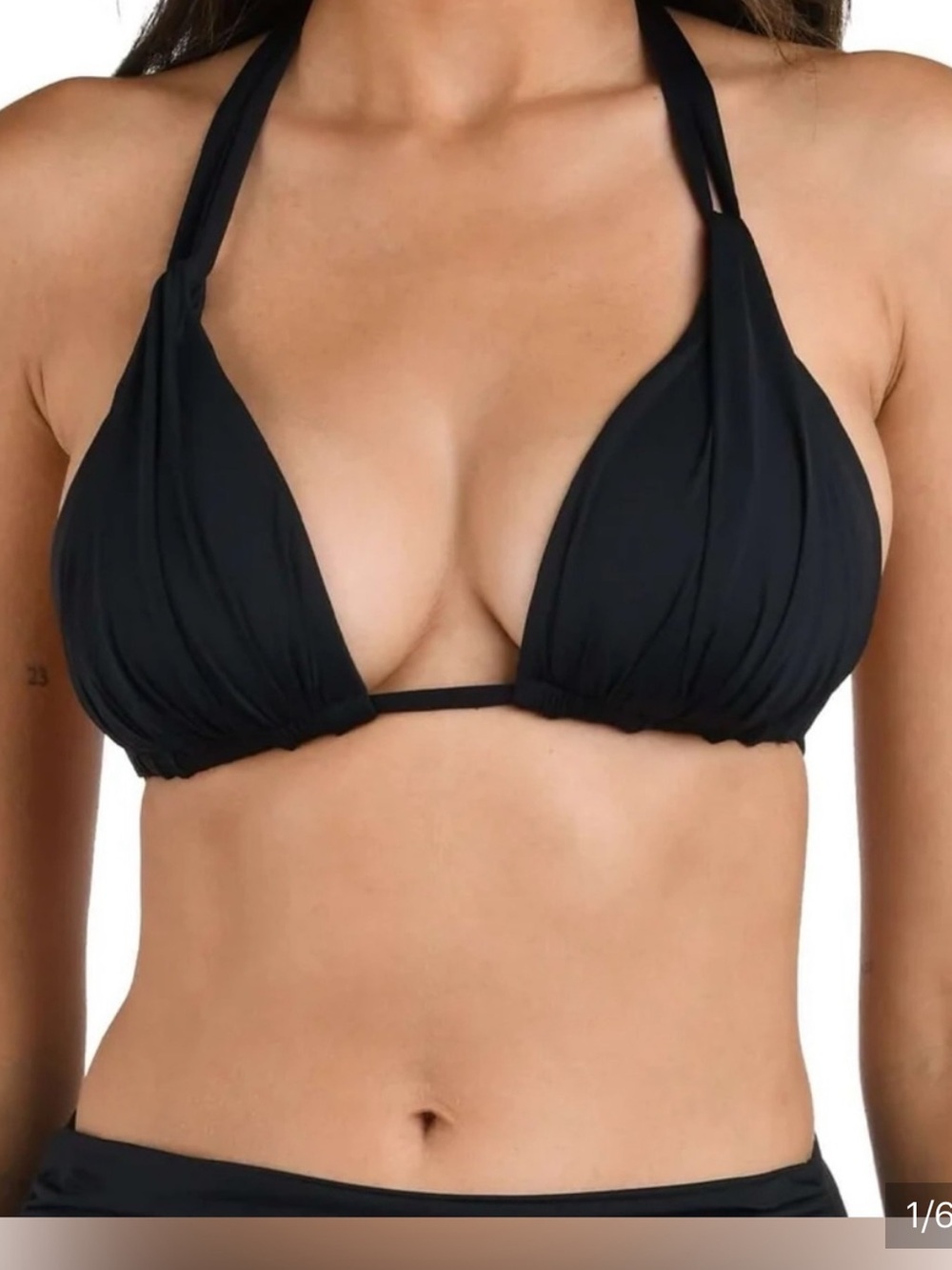 La Blanca Island Goddess Black Halter Triangle Bikini Top - Sz 8